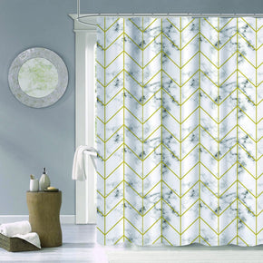 Silver Marble And Geo Pattern Shower Curtain