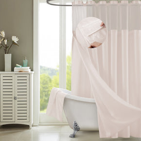 Blush Sheer And Grid Shower Curtain And Liner Set