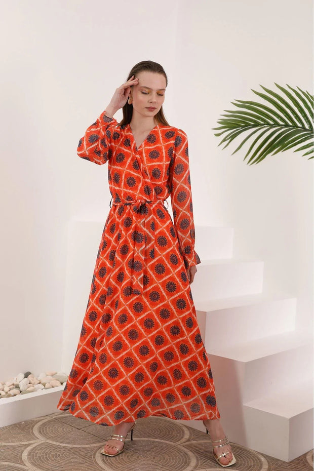Sun Print Chiffon Dress - Fluent Trends