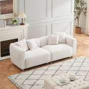 89" 3-Seater Sofa Couch - Off White Cotton Linen with Metal Legs & 4 Pillows - Fluent Trends