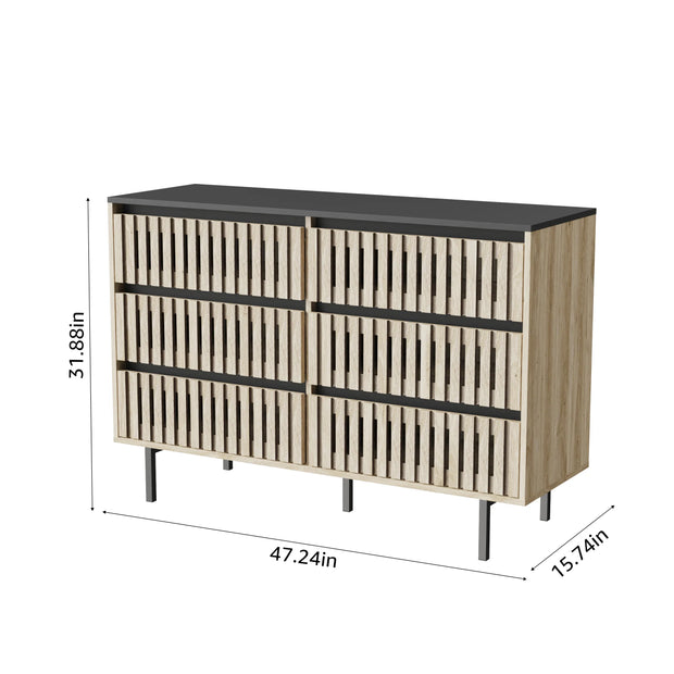 Fluted Bedroom 6 Modern Minimalist Drawer Dresser Two-tone Design - Fluent Trends