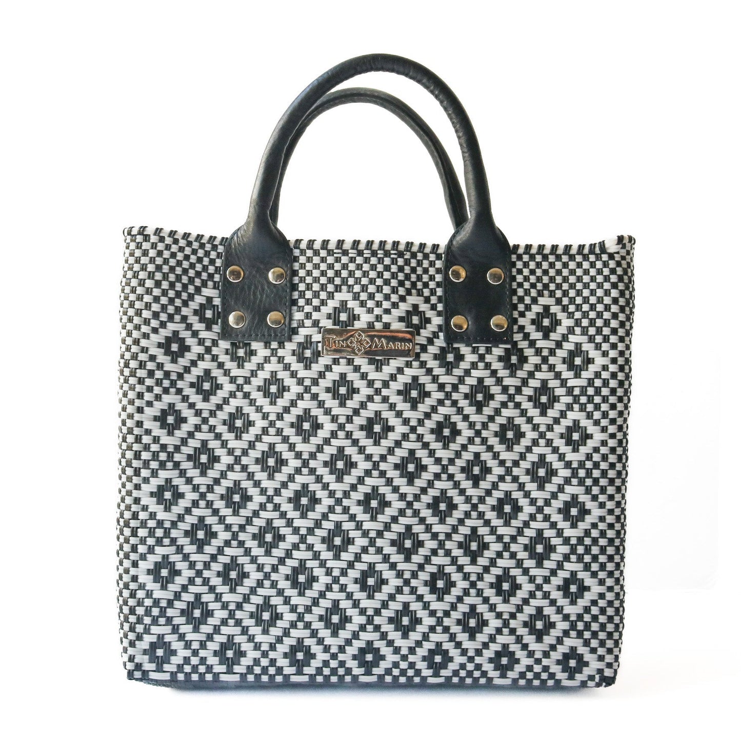 Panda Large Woven Crossbody Bag with Leather