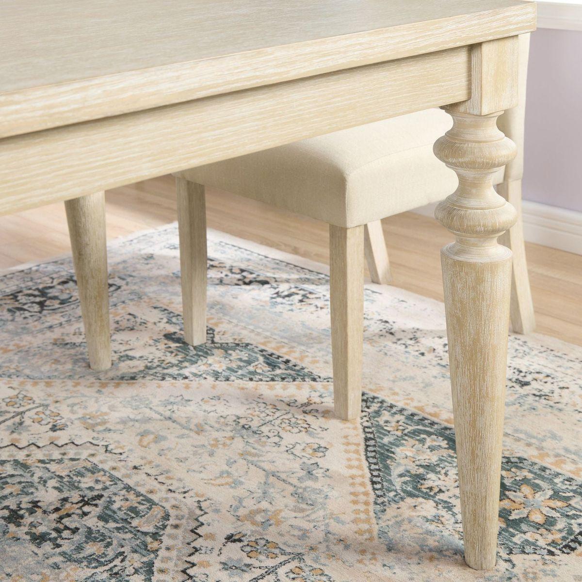 Amonia 7-piece Dining Set, Turned-Leg Dining Table with 6 Tufted Chairs Streamdale Furniture