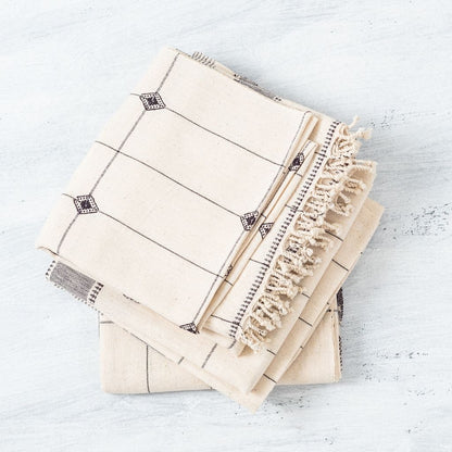 Mool Handwoven Artisanal King Size Organic Cotton Bedspread In Black & Off White Powered by People