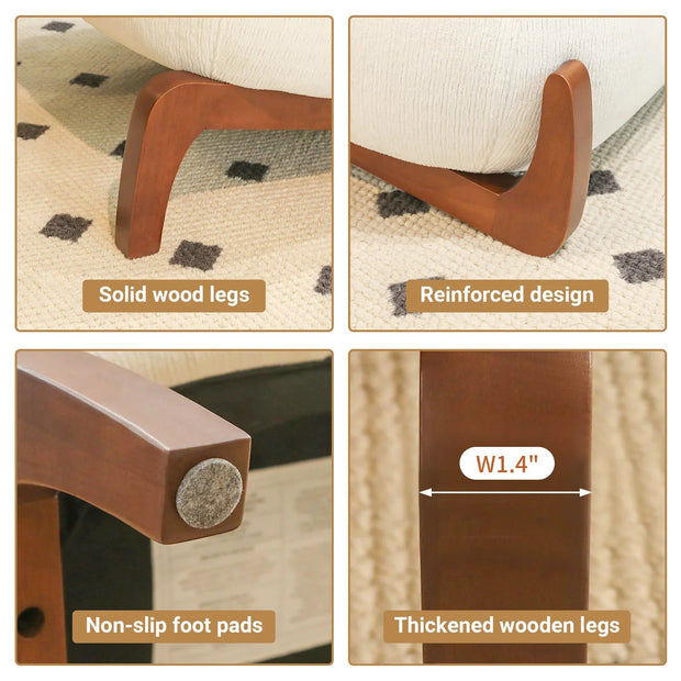 Modern White Velvet Armless Accent Chair with Solid Wood Legs - Fluent Trends