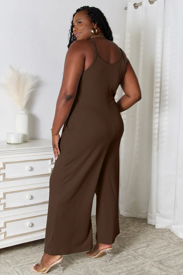 Basic Bae Full Size Spaghetti Strap V-Neck Jumpsuit - Fluent Trends