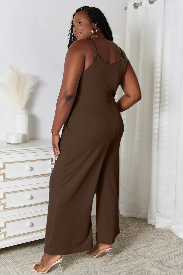 Basic Bae Full Size Spaghetti Strap V-Neck Jumpsuit - Fluent Trends