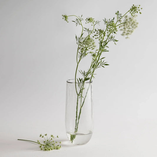 Tall Glass Vase - Pebbled Texture Clear Design for Branches & Stems