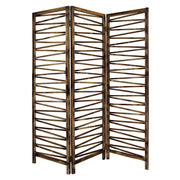 Rustic Geo Design Wood Three Panel Room Divider Screen - Fluent Trends Room Dividers