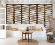 Rustic Geo Design Wood Three Panel Room Divider Screen - Fluent Trends Room Dividers