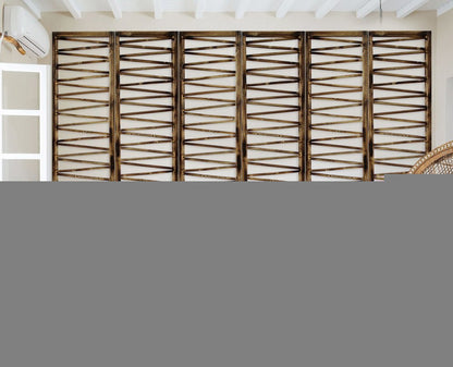 Rustic Geo Design Wood Three Panel Room Divider Screen
