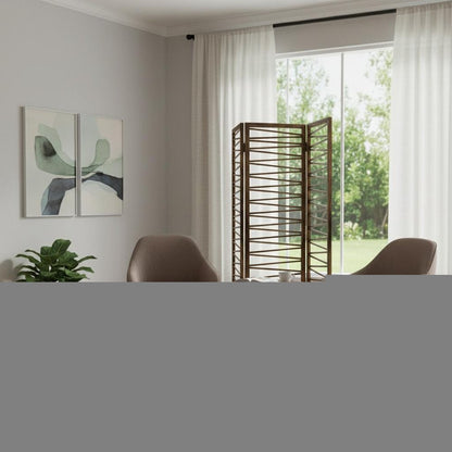 Rustic Geo Design Wood Three Panel Room Divider Screen