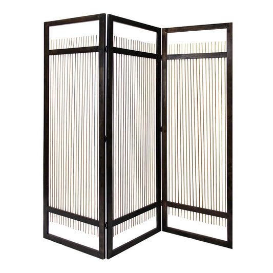 Light and Dark Rattan Three Panel Room Divider Screen HomeRoots