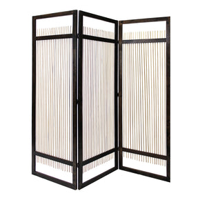 Light and Dark Rattan Three Panel Room Divider Screen