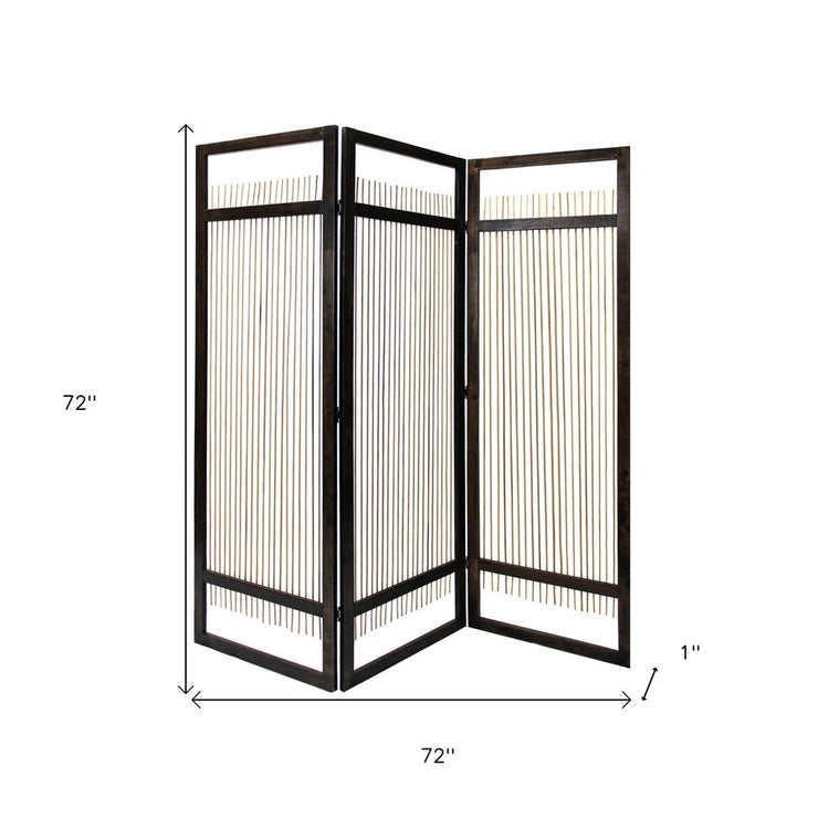 Light and Dark Rattan Three Panel Room Divider Screen - Fluent Trends Room Dividers