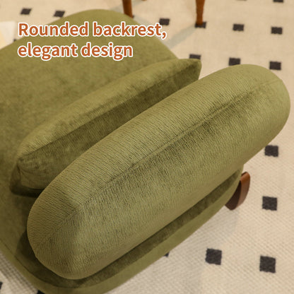 Modern Green Velvet Armless Accent Chair with Solid Wood Legs - Fluent Trends