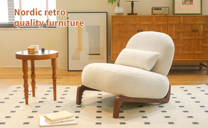 Modern White Velvet Armless Accent Chair with Solid Wood Legs - Fluent Trends
