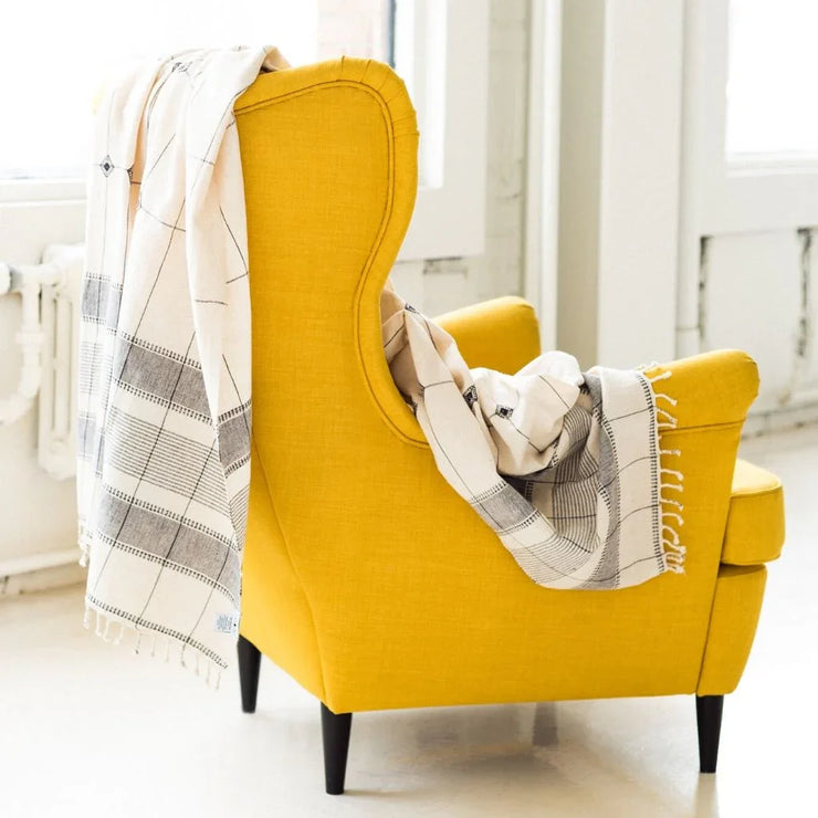 Mool Handwoven Artisanal King Size Organic Cotton Bedspread In Black & Off White - Fluent Trends