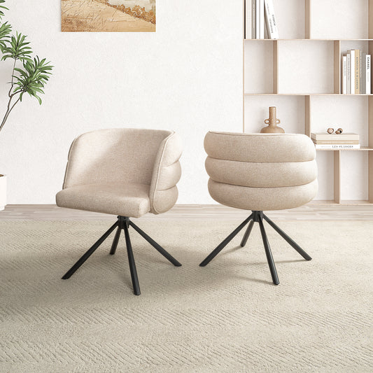 270° Swivel Home Office Desk Chairs Set of 2 Beige