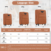 Orange Softside Expandable 3-Piece Luggage Set with Duffel Bag, Spinner Suitcases & TSA Lock - Fluent Trends