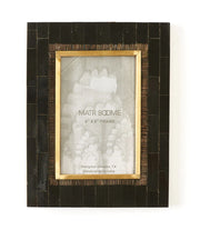 Andhera 4x6 Black Picture Frame - Hand Carved Horn, Brass Inlay - Fluent Trends