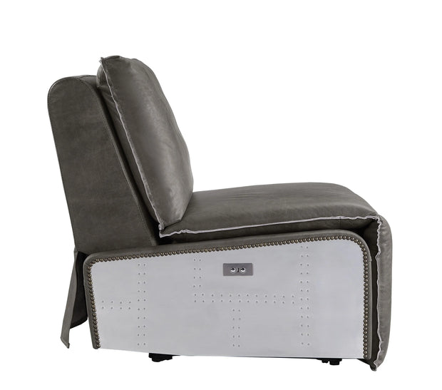 Metier Gray Top Grain Leather & Aluminum Power Motion Recliner - Fluent Trends