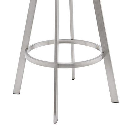 Lyra 29" White Faux Leather & Brushed Silver Swivel Bar Stool