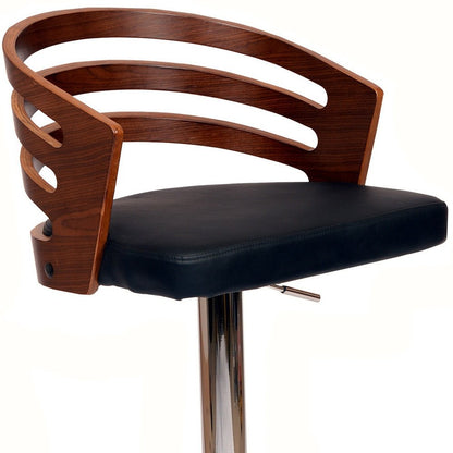 Aurelius 25" Onyx & Chrome Adjustable Swivel Counter Stool