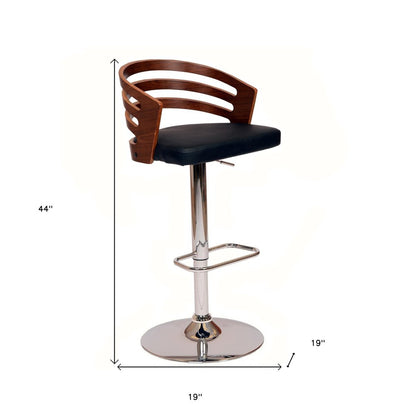 Aurelius 25" Onyx & Chrome Adjustable Swivel Counter Stool