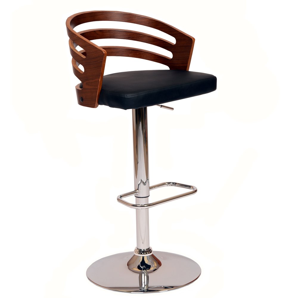 Aurelius 25" Onyx & Chrome Adjustable Swivel Counter Stool