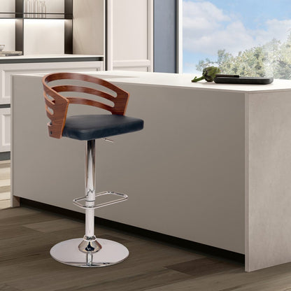 Aurelius 25" Onyx & Chrome Adjustable Swivel Counter Stool