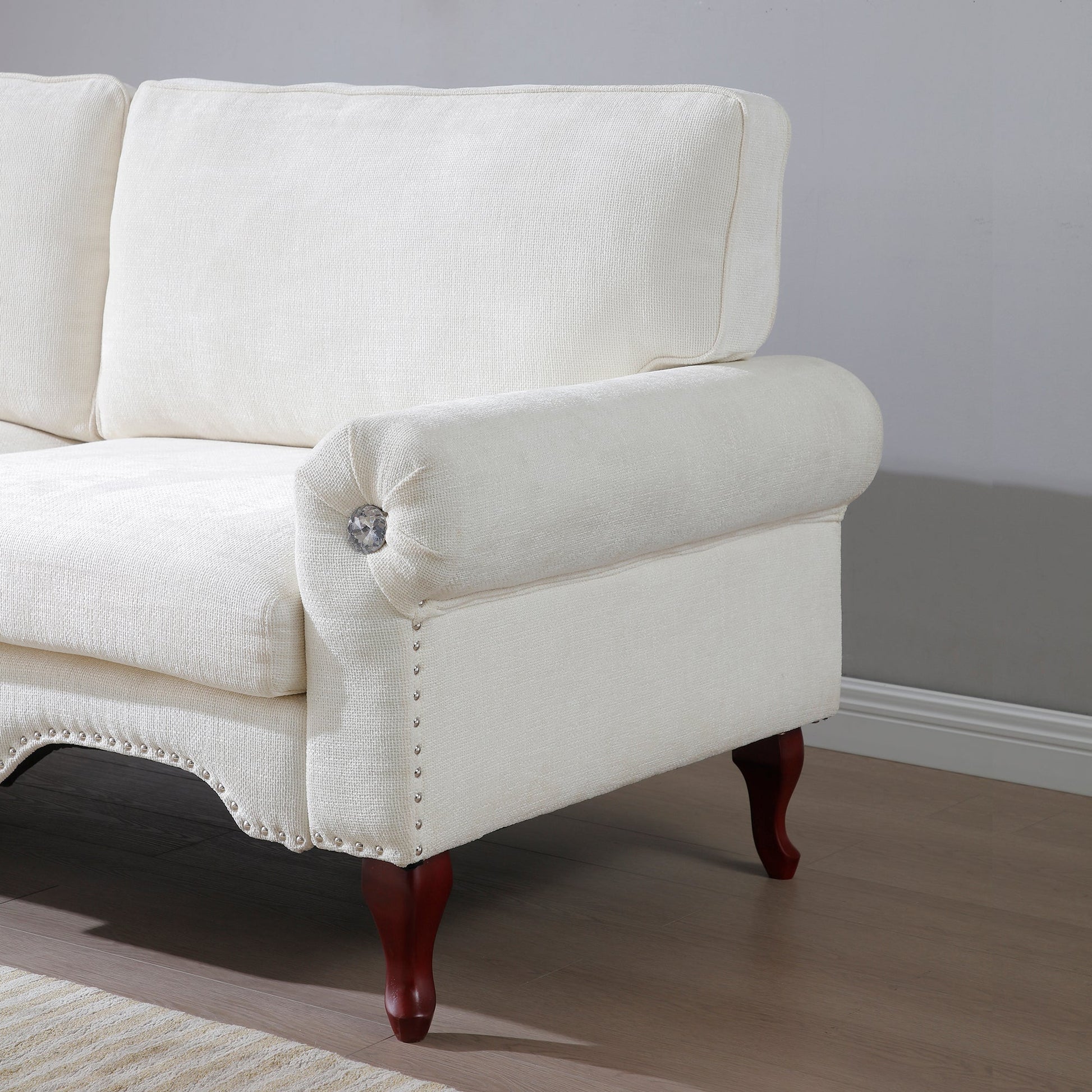 2 Piece Sofa Set with Movable Pillows, 5 Seat, Upholstered Sofa, Beige Streamdale Furniture
