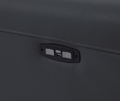 Top Grain Italian Leather Reclining Loveseat 65" Gray And Black