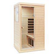 Natural Hemlock Wood | Mini One Person | Left Door Far Infrared Sauna - Fluent Trends