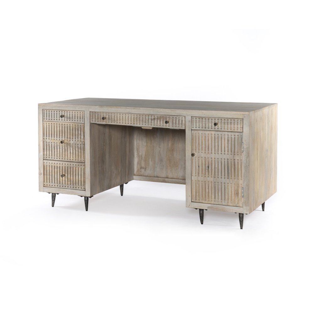 Ivory Solid Wood Executive Desk - 64" Mango
