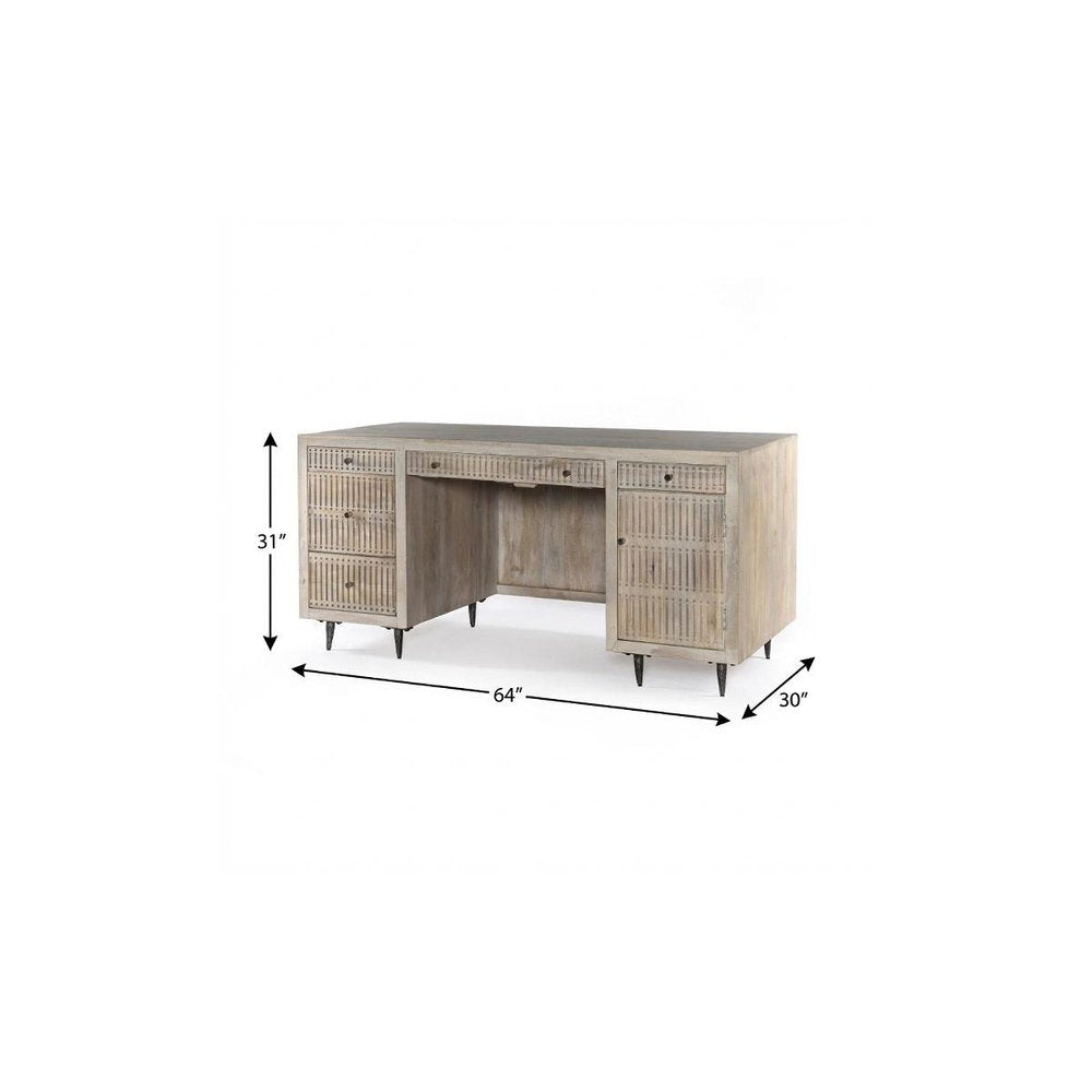 Ivory Solid Wood Executive Desk - 64" Mango