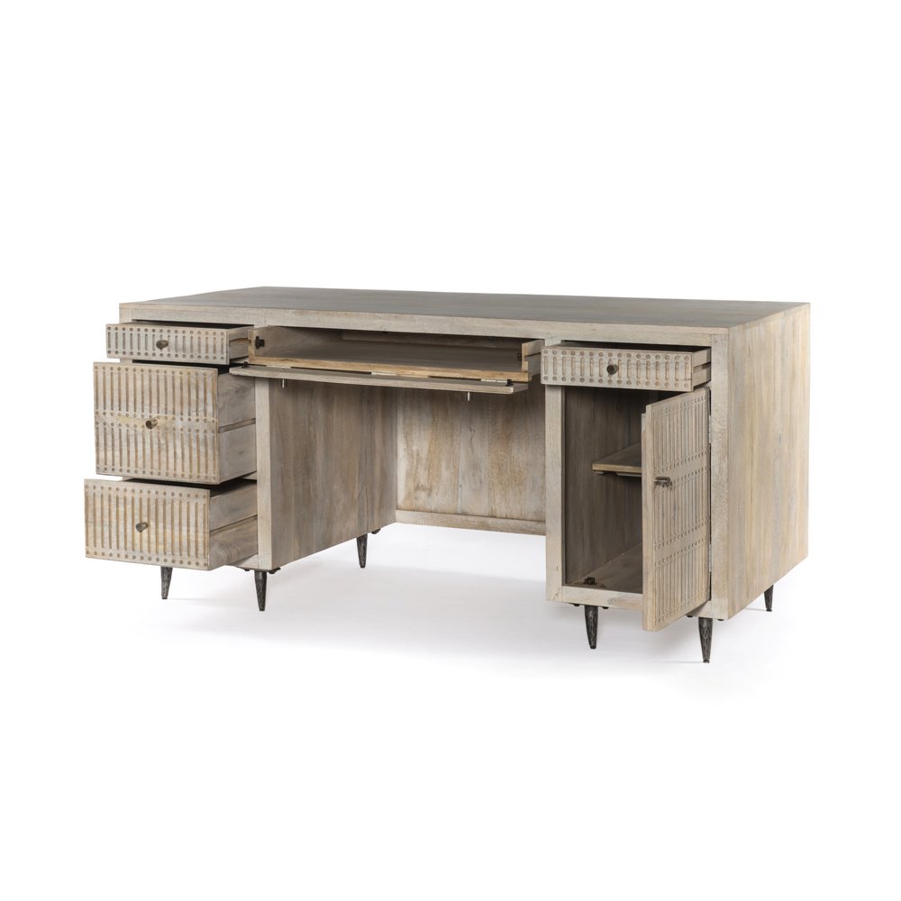 Ivory Solid Wood Executive Desk - 64" Mango