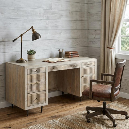 Ivory Solid Wood Executive Desk - 64" Mango