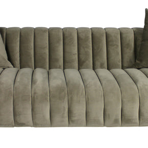 90" Gray Brown Velvet And Gold Legs Sofa And Toss Pillows