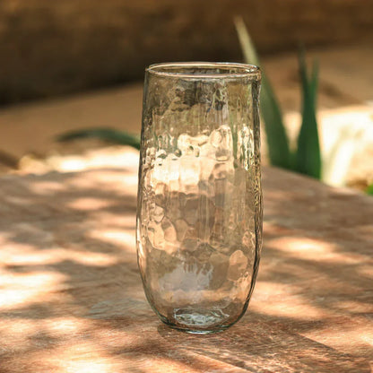 Tall Glass Vase - Pebbled Texture Clear Design for Branches & Stems