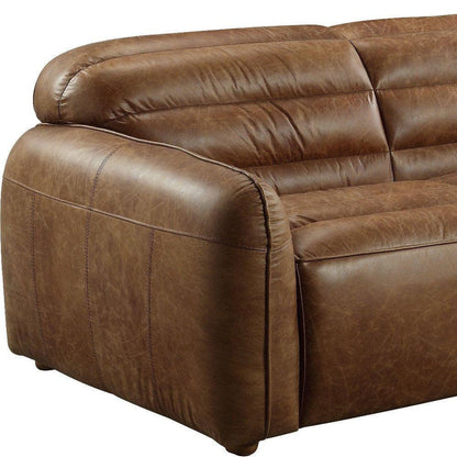 95" Dark Brown Top Grain Leather Sofa With Black Legs - Fluent Trends Sofas