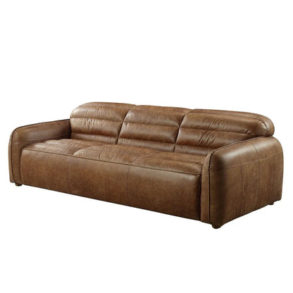 95" Dark Brown Top Grain Leather Sofa With Black Legs - Fluent Trends Sofas