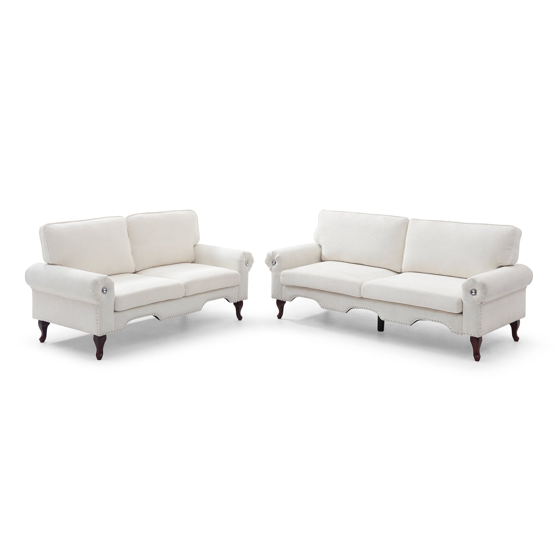 2 Piece Sofa Set with Movable Pillows, 5 Seat, Upholstered Sofa, Beige Streamdale Furniture