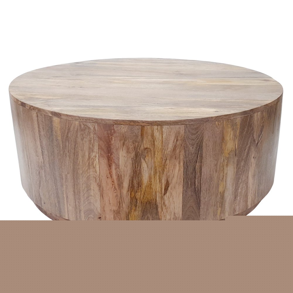 42" Natural Solid Wood Round Coffee Table