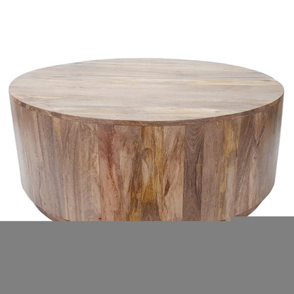 42" Natural Solid Wood Round Coffee Table
