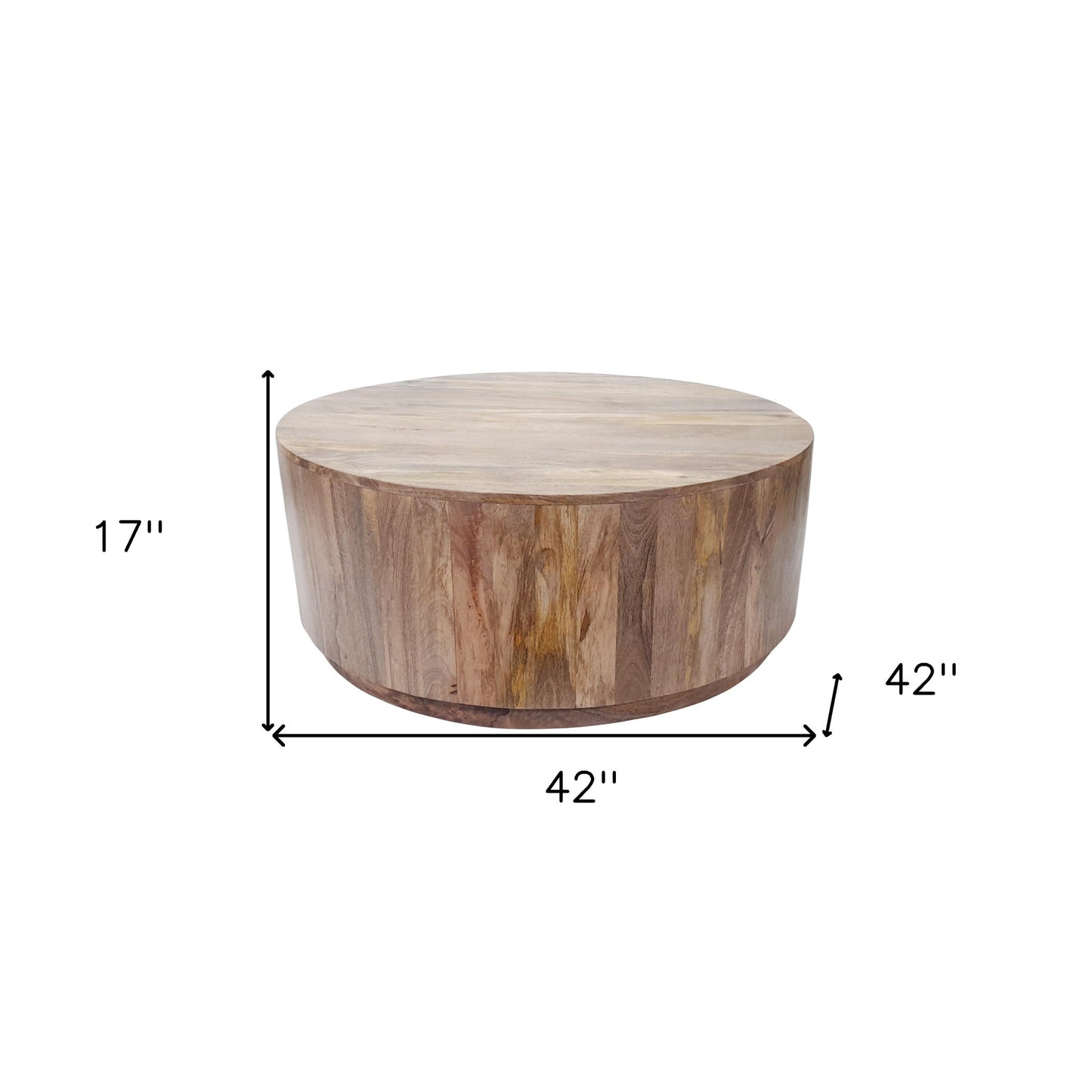 42" Natural Solid Wood Round Coffee Table