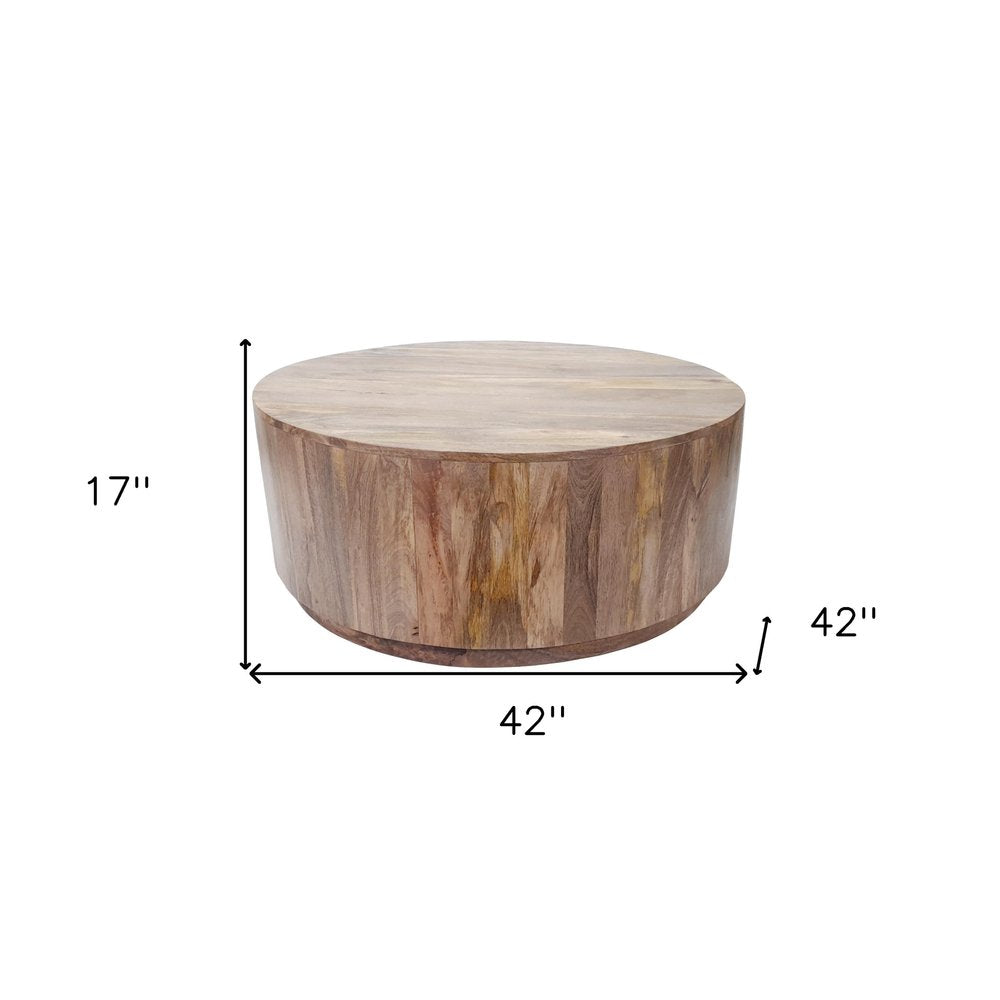 42" Natural Solid Wood Round Coffee Table HomeRoots