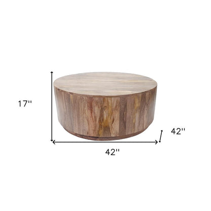 42" Natural Solid Wood Round Coffee Table HomeRoots