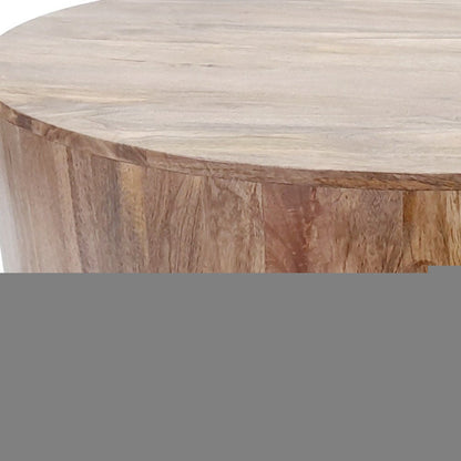 42" Natural Solid Wood Round Coffee Table