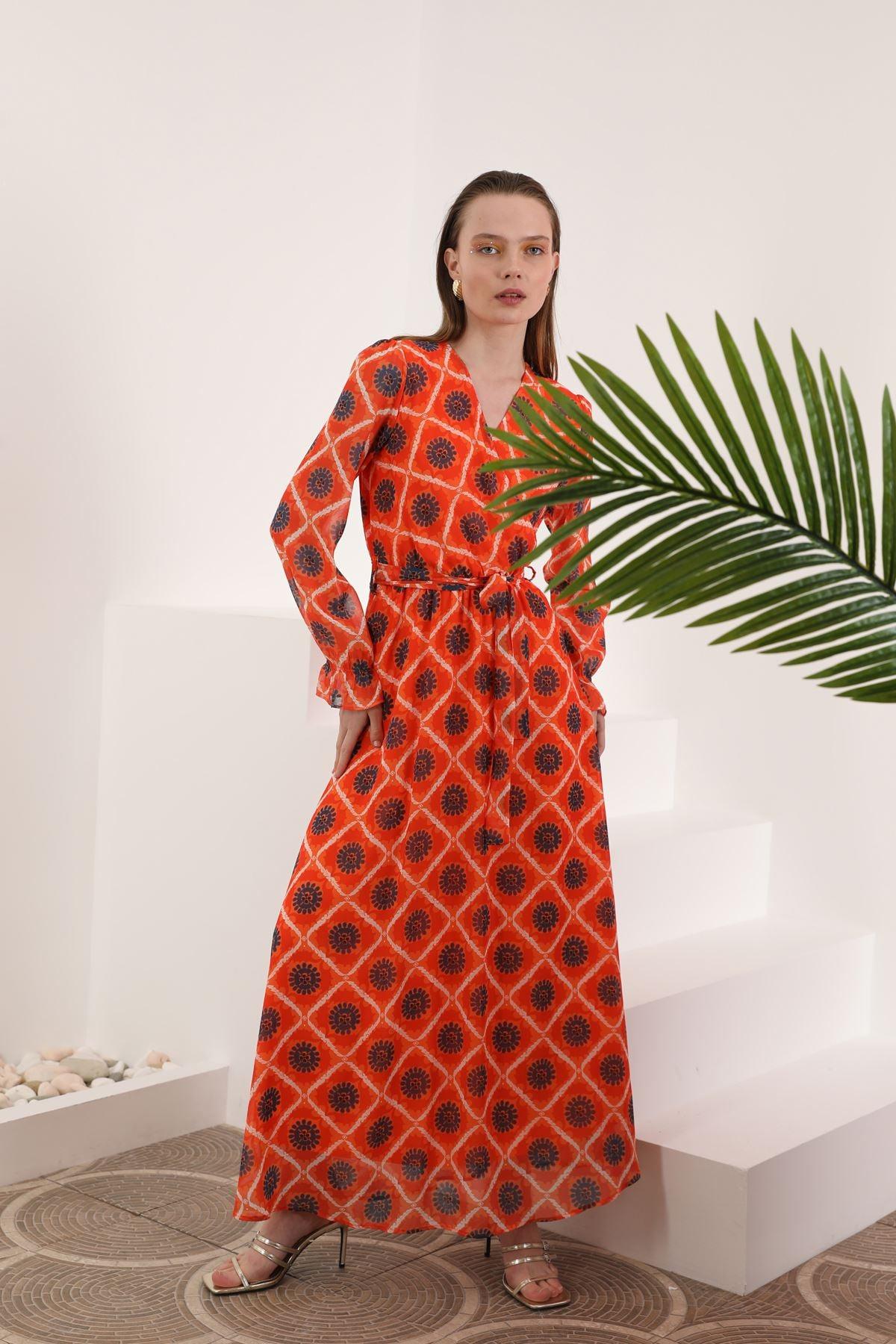 Sun Print Chiffon Dress Soléa